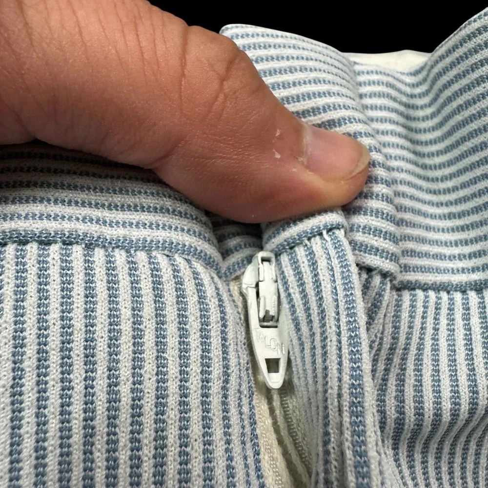 Vintage‎ 60s 70s Talon Zipper Blue/White Seersucker Pants Men's 33x27.75 FLAWS